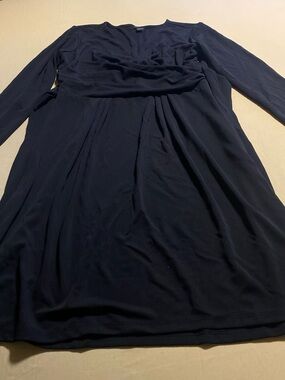 Ann Taylor Black Long-Sleeve Gathered Waist Dress